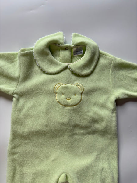 Vintage lightweight teddybear fleece sleepsuit 3-6 months