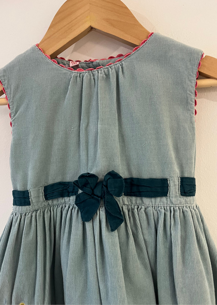 Monsoon Corduroy Embroidered Mint & Teal Dress (2-3Y)
