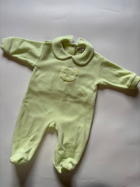 Vintage lightweight teddybear fleece sleepsuit 3-6 months