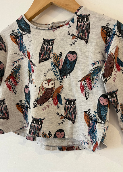 Zara Baby Glittery Owl Print Top (6-9M)