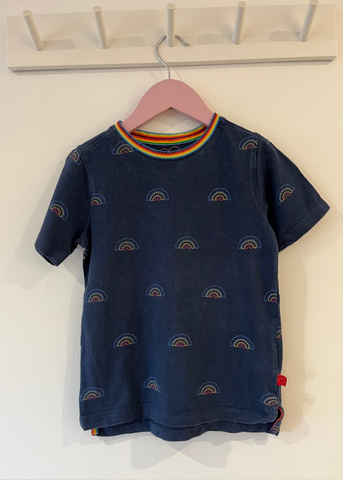Little Bird Navy Rainbow Print T Shirt (5-6Y)