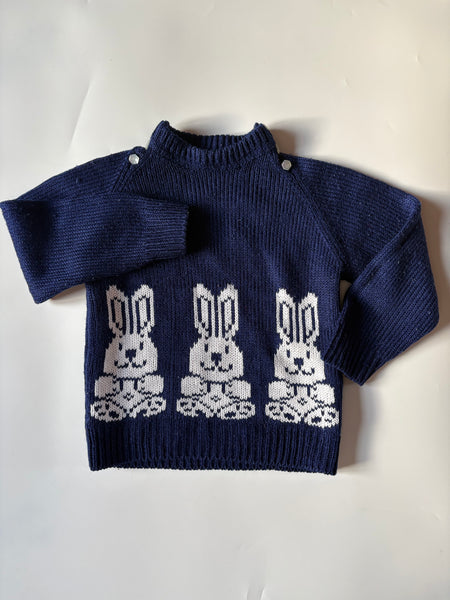 Knitted navy bunny jumper 1-2 yrs or slim fitted 2-3 yrs