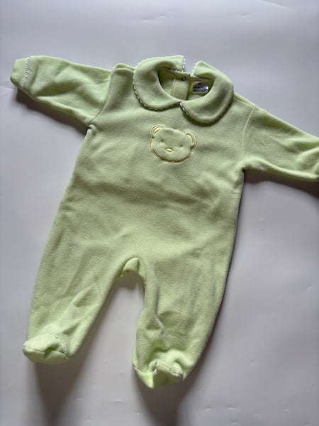 Vintage lightweight teddybear fleece sleepsuit 3-6 months