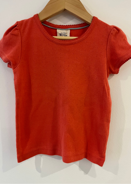 Mini Boden Pointelle Coral T Shirt (3-4Y)