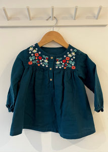 M&S Dark Green Embroidered Blouse (12-18M)
