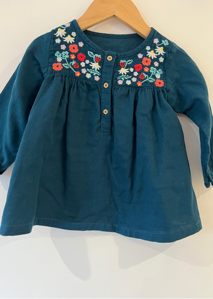 M&S Dark Green Embroidered Blouse (12-18M)