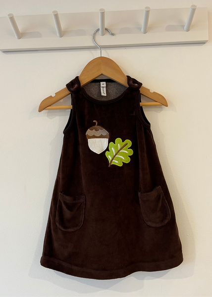 Maxomorra Brown Velour Acorn Dress (9-12M)