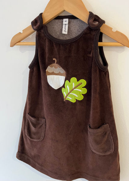 Maxomorra Brown Velour Acorn Dress (9-12M)