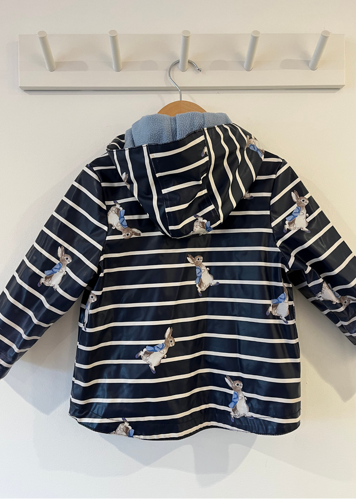 Joules Right as Rain Navy Stripe Peter Rabbit Rain Coat 2Y Kidamajig