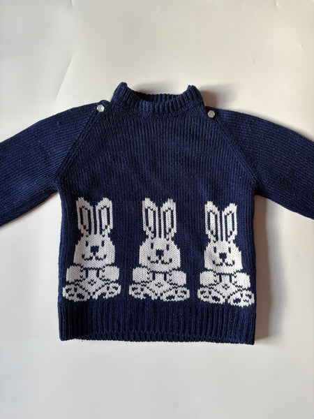 Knitted navy bunny jumper 1-2 yrs or slim fitted 2-3 yrs
