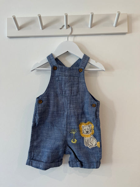 M&S Lion chambray dungarees (6-9m)