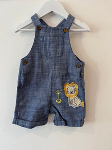 M&S Lion chambray dungarees (6-9m)