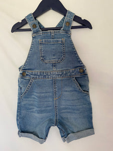 Fred and Flo denim shortie dungarees (9-12m)
